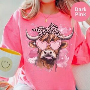 NEW Cute Cow Valentine Graphic Sweatshirt Sweater S-5X Oversized